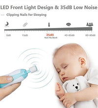 Load image into Gallery viewer, Baby Nail Clipper Baby Nail File - ELINKA Upgrade Safe Electric Baby Nail Trimmer Clippers Kit with Light for Newborn Infant Kids Toddler Toes Fingernails Care Trim Polish
