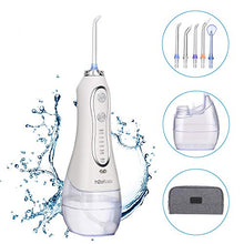 Load image into Gallery viewer, H2ofloss Water Flosser Portable Dental Oral Irrigator with 5 Modes, 6 Replaceable Jet Tips, Rechargeable Waterproof Teeth Cleaner for Home and Travel -300ml Detachable Reservoir (HF-6)
