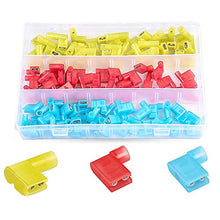 Load image into Gallery viewer, PONFY 120PCS Nylon Insulated Flag Spade Quick Disconnects Female Wire Connector 90 Degree Electrical Crimp Terminals Connector Assortment Set 22-18 16-14 12-10 Gauge
