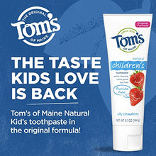 Load image into Gallery viewer, Tom's of Maine Natural Kid's Fluoride Free Toothpaste, Silly Strawberry, 5.1 oz. (back in original formula)
