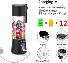 Load image into Gallery viewer, USB Blender, Doshabal Portable Personal Blender, Smoothie Blender to go, Rechargeable Blender shakes and smoothies
