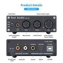Load image into Gallery viewer, Fosi Audio Q4 - Mini Stereo Gaming DAC &amp; Headphone Amplifier, 24-Bit/192 KHz USB/Optical/Coaxial to RCA AUX, Digital-to-Analog Audio Converter Adapter for Home/Desktop Powered/Active Speakers - Black
