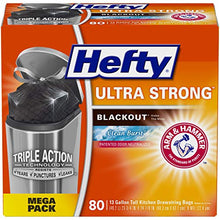 Load image into Gallery viewer, Hefty Ultra Strong Tall Kitchen Trash Bags, Blackout, Unscented, 13 Gallon, 80 Count
