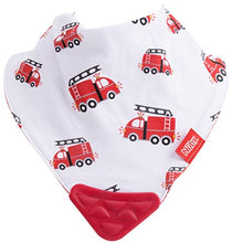 Load image into Gallery viewer, Nuby Reversible 2 Piece Teething Bib, Fire Engine, Blue Helicopter, 3 mo+
