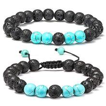 Load image into Gallery viewer, M MOOHAM Lava Rock Bracelet - 8mm Lava Rock Bead Blue Turquoise Anxiety Bracelet, Men Women Stress Relief Yoga Beads Aromatherapy Essential Oil Diffuser Healing Bracelets
