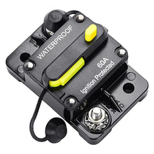 Load image into Gallery viewer, 60 Amp Circuit Breaker, Huazu Inline Fuse Inverter with Manual Reset for Car Audio RV ATV Marine Boat Truck Trolling Motors 12V- 48V DC Water Proof (Surface Mount-60A)
