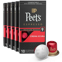 Load image into Gallery viewer, Peet's Coffee Espresso Capsules Crema Scura, Intensity 9, 50 Count Single Cup Coffee Pods Compatible with Nespresso Original Brewers
