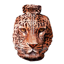 Load image into Gallery viewer, Leopard Print 3D Hoodie for Women Men, Sweatshirt Cartoon Clothes with Pockets 3D Pullover Hoodie (Leopard, L/XL)

