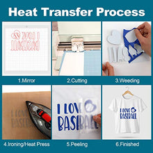 Load image into Gallery viewer, YRYM HTV Heat Transfer Vinyl Bundle：60 Pack 12" x 12" Iron on Vinyl with 35 Popular Colors HTV Vinyl Bundle Easy Cut and Weeding Suitable for Cricut, Silhouette Cameo or Heat Press Machine
