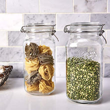 Load image into Gallery viewer, Mason Craft &amp; More Airtight Kitchen Food Storage Clear Glass Clamp Jars, 2 Pack of 67 Ounce (2 Liter) Large Clamp Jar
