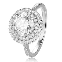 Load image into Gallery viewer, Frayerr Vintage Design Anniversary Ring - Excellent Round Cut 2.00 Carat Moissanite Women Ring - Double Halo 925 Silver Handcrafted Ring
