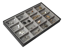 Load image into Gallery viewer, JackCubeDesign Stackable Synthetic Leather Jewelry Tray Earring Necklace Bracelet Ring Organizer Display Storage Box(Set of 4, Black, 16 x 9.6 x 1.6 inches for 1 Unit)- :MK212-1ABCD

