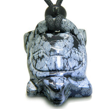 Load image into Gallery viewer, BestAmulets Amulet Lucky Charm Turtle Snowflake Obsidian Evil Eye Protection Pendant Necklace
