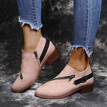 Load image into Gallery viewer, Padaleks Womens Comfort Low Square Heel Ankle Boots Office Retro Flat Zipper Short Booties Round Toe Pumps Shoe
