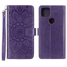 Load image into Gallery viewer, Harryshell Kickstand Flip PU Leather Wallet Case with Card Slots Wrist Strap Floral Flower Cover for T-Mobile Revvl 4 Plus Revvl 4+ (Not fit REVVL 4 / REVVL 5G)(Purple)
