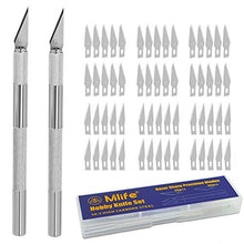 Load image into Gallery viewer, Mlife Precision Carving Craft Knife Stainless Steel Hobby Knives for DIY Art Work Cutting - 2 Handles and 60 Spare Blades with Storage Case
