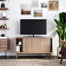 Load image into Gallery viewer, Nathan James Liam Modern Mid-Century TV Stand, Media Console or Entertainment Cabinet with Sliding Doors, Reclaimed Oak/Black
