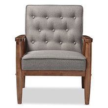 Load image into Gallery viewer, Baxton Studio Sorrento Mid-Century Retro Modern Fabric Upholstered Wooden Lounge Chair, Grey
