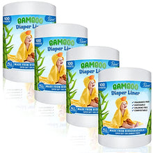 Load image into Gallery viewer, Ravel Bamboo Unscented Diaper Liners - 100% Bamboo Disposable Cloth Diaper Inserts, Gently and Soft Biodegradable, Chlorine &amp; Dye and Fragrance Free- 100 Sheets Per Roll, (4PK) 400 - (4 Roll, Bamboo)

