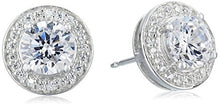 Load image into Gallery viewer, Sterling Silver Cubic Zirconia Halo Pendant Necklace and Stud Earrings Jewelry Set
