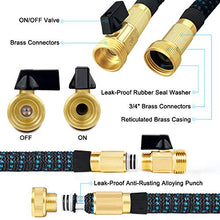 Load image into Gallery viewer, 50ft Garden Hose Expandable Water Hose, 3/4” Solid Brass Fittings &amp; 9 Function Spray Nozzle &amp; Extra Strength Fabric 3-Layers Latex Core, Lightweight Flexible Pocket Hoses for Lawn Plants Car Washing
