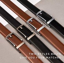Load image into Gallery viewer, Click Belts for Men Comfort 2 Packs 1 1/4", CHAOREN Ratchet Dress Belt with Adjustable Slide Buckle, Trim to Fit in Gift Set
