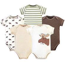 Load image into Gallery viewer, Touched by Nature Unisex Baby Organic Cotton Bodysuits, Moose 5-Pack, 0-3 Months
