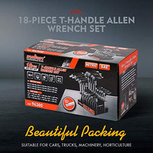 Load image into Gallery viewer, HORUSDY 18-Piece T-Handle allen wrench set, Inch/Metric Long Arm Ball End Hex Key Wrench Set, MM(1.5mm-10mm) SAE(1/16"-3/8")
