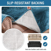 Load image into Gallery viewer, H.VERSAILTEX Sofa Cover Quilted Thick Velvet Plush Couch Cover for 3 Cushion Sofa Slipcover Protector from Pets Dogs, Non-Slip Two Elastic Straps on Back and Base (Sofa 70", Peacock Blue)
