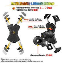 Load image into Gallery viewer, visnfa New Bike Phone Mount with Stainless Steel Clamp Arms Anti Shake and Stable 360° Rotation Bike Accessories/Bike Phone Holder for Any Smartphones GPS Other Devices Between 4 and 7 inches

