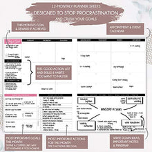 Load image into Gallery viewer, Law of Attraction Life &amp; Goal Planner - A 12 Month Journey Creating Your Dream Life - Personal Gratitude Journal, Week Success Planner, Vision Board &amp; Organizer + Planner Stickers
