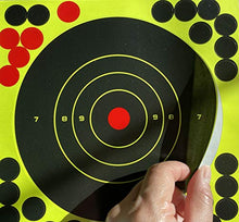 Load image into Gallery viewer, 8 inch Self Adhesive Reactive Splatter Shooting Target Stickers for Airsoft, Rifle, Pistol, BB Gun, Pellet Gun (100 Pack)

