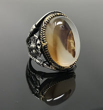 Load image into Gallery viewer, KAR Rare 925K STERLING SILVER Yemeni AGATE(Aqeeq) Large MEN'S RING USA SELLER P5B (12)
