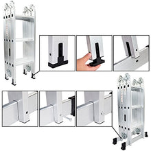 Load image into Gallery viewer, Luisladders Folding Ladder Multi-Purpose Aluminium Extension 7 in 1 Step Heavy Duty Combination EN 131 Standard (12.5 Feet)
