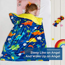 Load image into Gallery viewer, Sivio Kids Weighted Blanket &amp; Removable Duvet Cover Set 100% Cotton Weighted Comforter with Glass Beads, 3lbs 36 × 48 inch, Minky Dotted Cover Machine Washable, Blue Dinosaur
