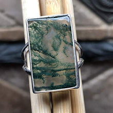 Load image into Gallery viewer, Natural Green Moss Agate 925 Solid Sterling Silver Ring Size 8.75
