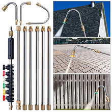 Load image into Gallery viewer, Xiny Tool Pressure Washer Extension Wand, 10 Pack Upgrade Power Washer Lance with 5 Atomization Nozzle Tips, 30°, 90°,1 Gutter Cleaner Attachment Curved Rod, 1/4" Quick Connect, 4000 PSI
