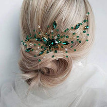 Load image into Gallery viewer, Aimimier Bridal Green Crystal Hair Comb Emerald Hair Vine Malachite Green Wedding Headpiece Prom Party Festival Hair Accessories for Women and Girls
