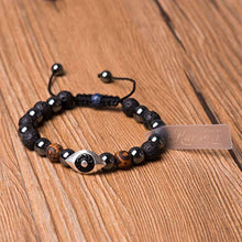 Load image into Gallery viewer, Karseer Vintage Silver and Black Plated Hamsa Evil Eye Stress Relief Reiki Healing Bracelet Natural Hematite Agate Dzi Lava Rock Lapis Lazuli Beaded Macrame Adjustable Anti Anxiety Diffuser Bracelet
