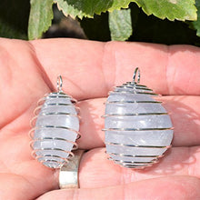 Load image into Gallery viewer, Zenergy Gems Charged Natural Polished Celestite (AAA Grade Polished - Madagascar) Crystal Pendant + 20" Silver Plated Chain + Selenite Charging Heart [Included]
