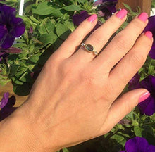 Load image into Gallery viewer, Triple Gemstones Ring - Green Tourmaline Ring - Stacking Ring - Gold Ring - Bezel Ring - Tiny Simple Jewelry
