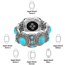 Load image into Gallery viewer, Fastgo Compatible with Apple Watch Band 42mm 44mm, Bohemian Ethnic Antique Style Compatible with Iwatch Strap Band with Turquoise for Series 5/4/3/2/1(42mm 44mm)
