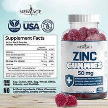 Load image into Gallery viewer, Zinc Gummies - 2 Pack - 50mg High Potency Immune Booster Zinc Supplement, Immune Defense, Powerful Natural Antioxidant, Non-GMO - by New Age, 120 Count

