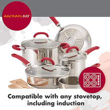Load image into Gallery viewer, Rachael Ray Create Delicious Stainless Steel Cookware Set, 10-Piece Pots and Pans Set, Stainless Steel with Light Blue Handles
