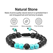 Load image into Gallery viewer, M MOOHAM Lava Rock Bracelet - 8mm Lava Rock Bead Blue Turquoise Anxiety Bracelet, Men Women Stress Relief Yoga Beads Aromatherapy Essential Oil Diffuser Healing Bracelets
