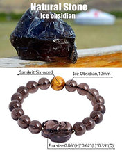 Load image into Gallery viewer, Lightock Fox Ice Obsidian Bracelet Engraved in Sanskrit Six-Word Lucky Bracelet for Women 10mm Beads

