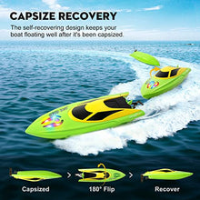 Load image into Gallery viewer, Zyerch RC Boat - Remote Control Boat with LED Light for Pools and Lakes, 2.4Ghz Self-Righting RC Boats for Adults and Kids, Boat with 2 Rechargeable Battery, Low Battery Alarm, 25 km/h, Green
