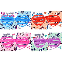 Load image into Gallery viewer, 32 Valentines Day Shade Glasses for Kids &amp; Gift Cards with Heart Shaped Shutter Valentine Party Favor, Valentine's Classroom Exchange, Classroom Prize Supplies, Valentine’s Greeting Cards
