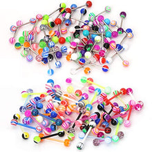 Load image into Gallery viewer, CrazyPiercing Wholesale 14g Tongue Rings Barbells Assorted Colors 110 PCS Acrylic Ball
