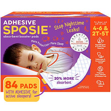 Load image into Gallery viewer, Sposie with Adhesive, Stop Overnight Diaper leaks, Nighttime Protection for Heavy Wetters, Potty Training, and Active Sleepers, Fits Diaper Sizes 4-6 and Pull-ons 2T-5T, 84 ct for Boys and Girls
